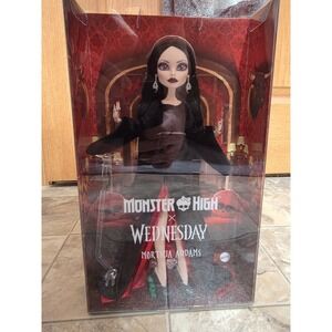 Monster High x Wednesday Doll, Morticia Addams Collectible in Black and Crimson
